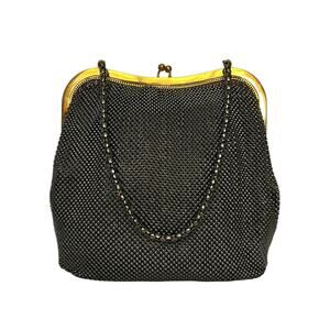 1930s Whiting & Davis Vintage Gunmetal Metal Mesh Chain Strap Evening Bag Purse